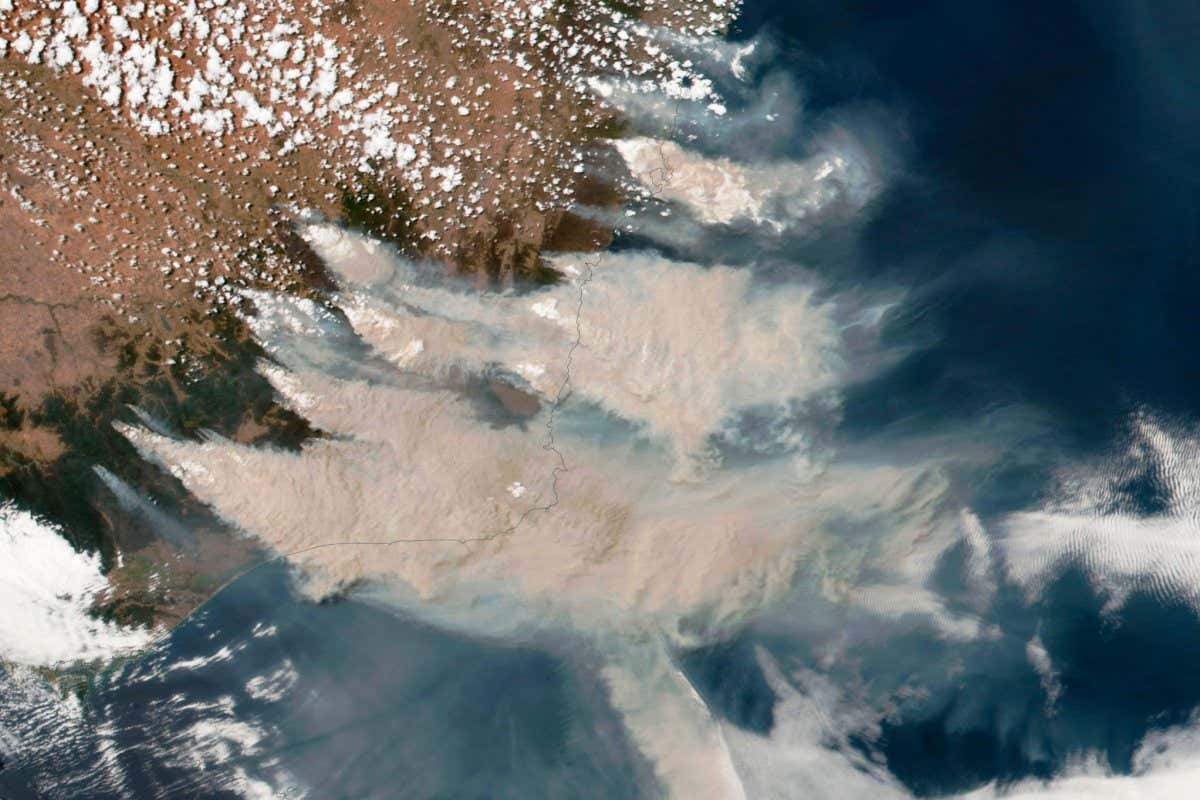 Satellite view of Australian wildfires