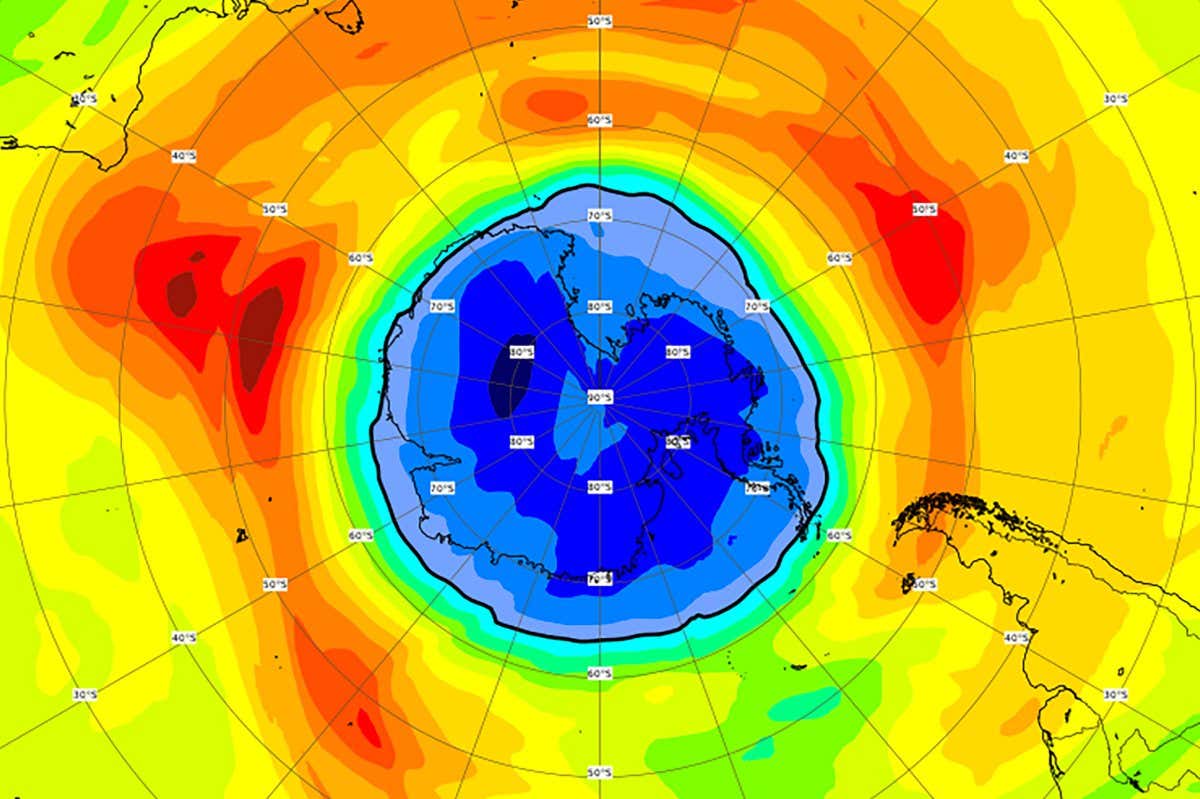 A map of the ozone hole over the South Pole on September 15 2021