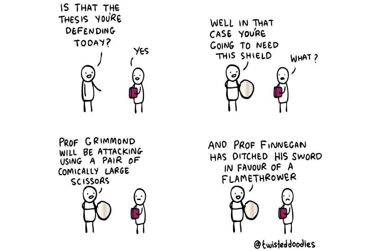 Twisteddoodles prepares to defend a thesis