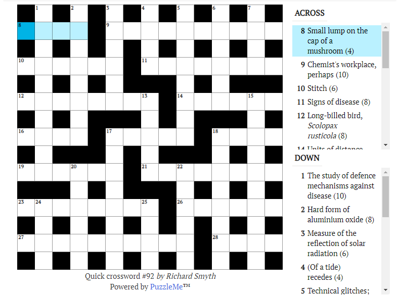 Quick crossword #92: Hard form of aluminium oxide (8)