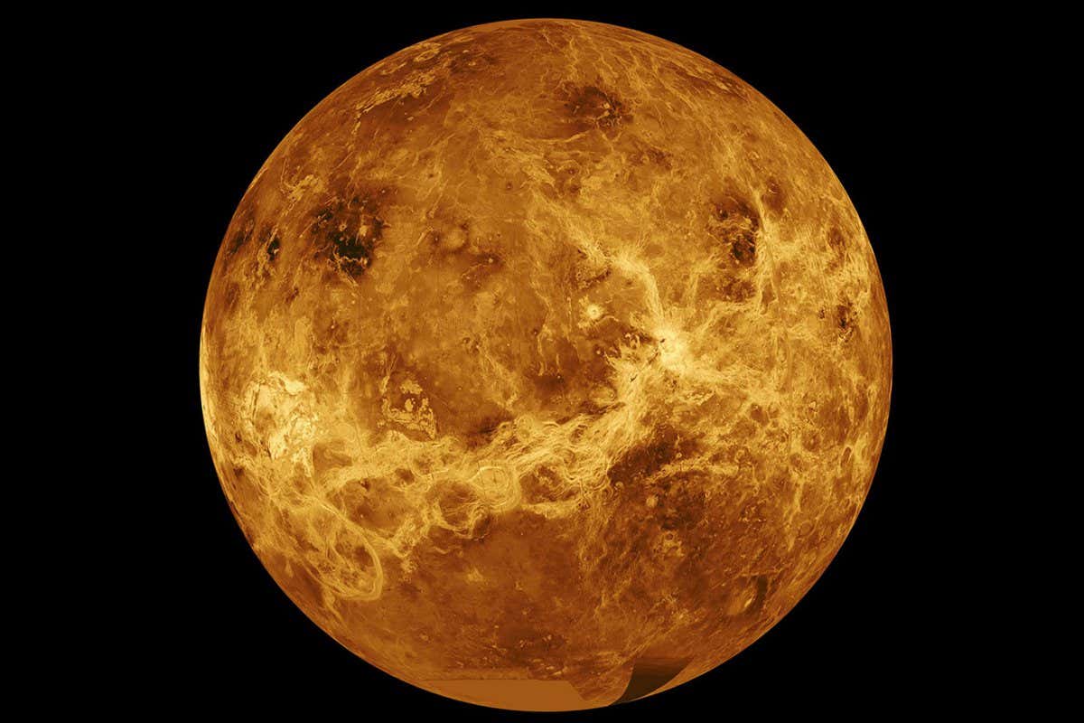 A composite view of Venus from data from NASA's Magellan spacecraft and Pioneer Venus Orbiter