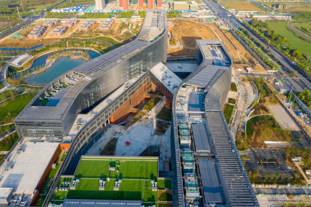 HEFEI, CHINA - APRIL 18, 2021 - Aerial photo shows the Institute of Quantum Information and Quantum Technology Innovation at the Chinese Academy of Sciences in Hefei, Anhui province, April 18, 2021. (Photo credit should read Costfoto/Barcroft Media via Getty Images)