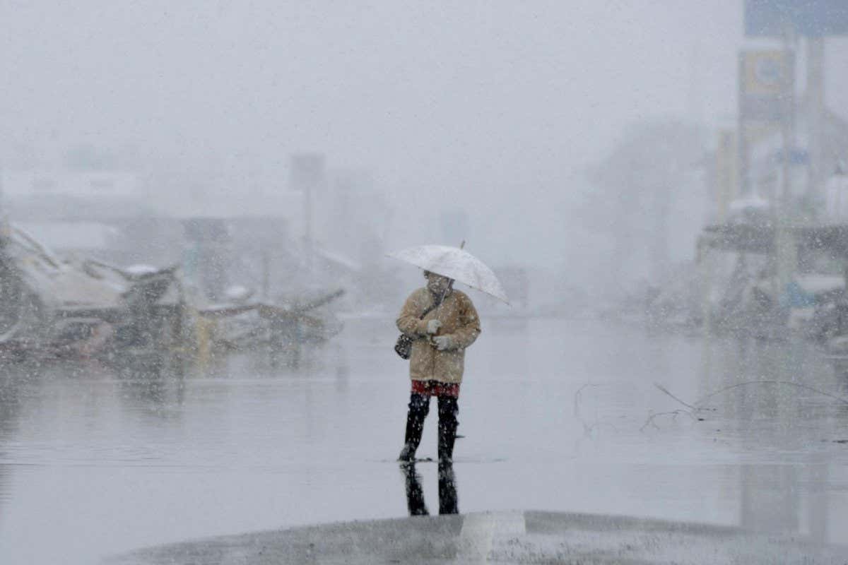 Man walking in the snow