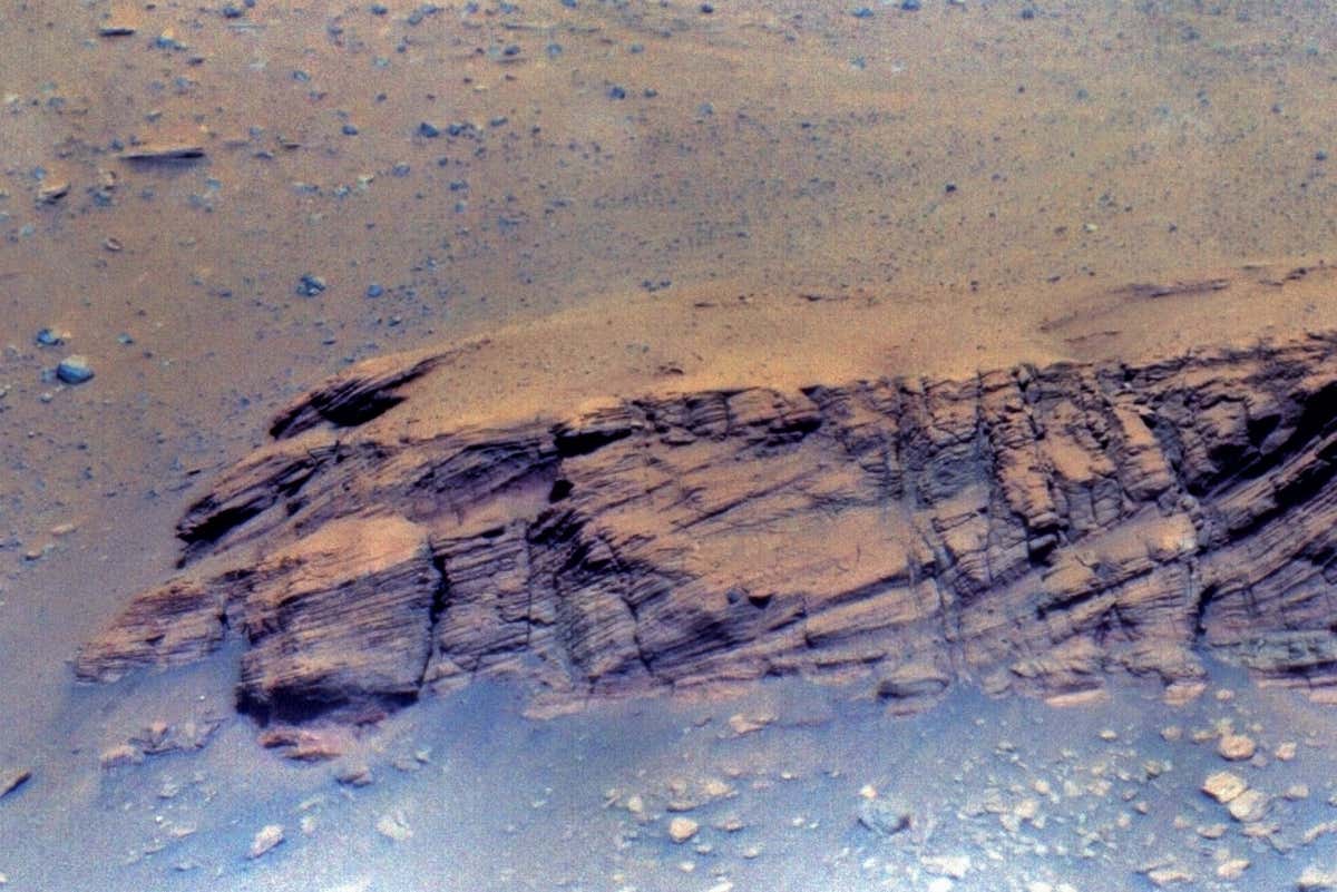 A cliff face on Mars