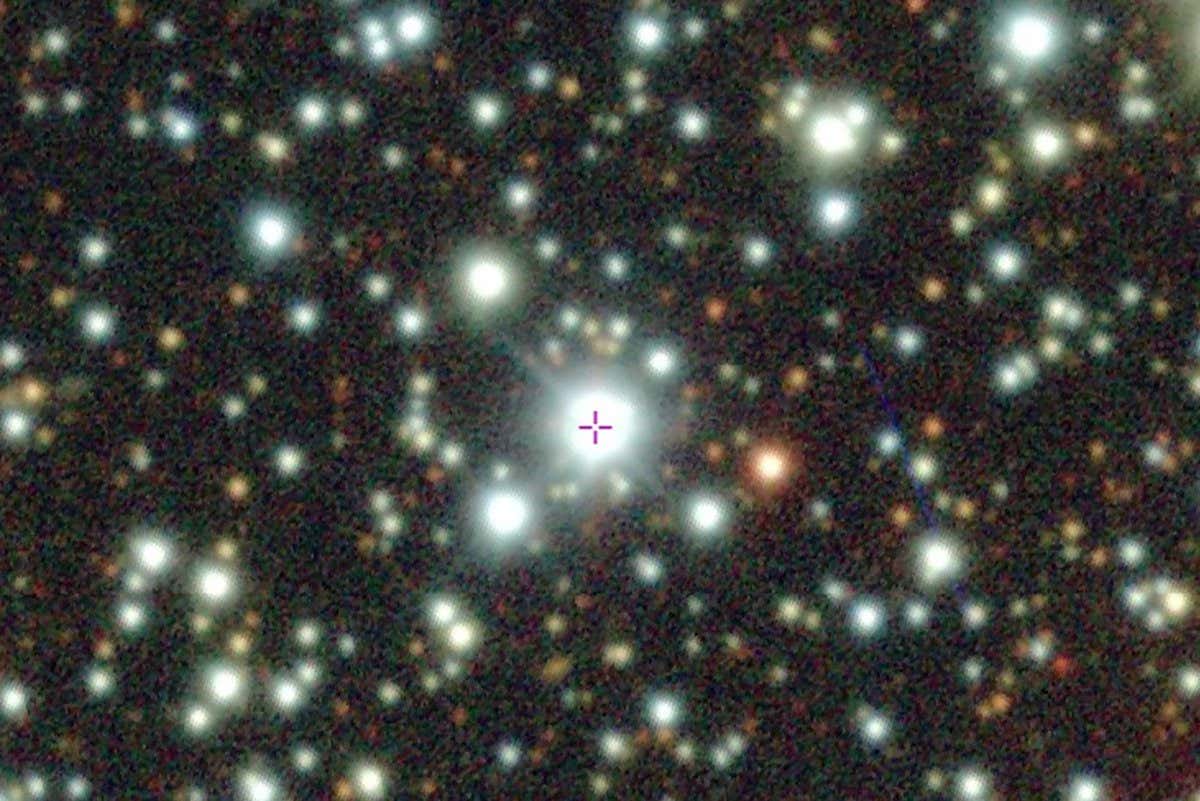 Stars imaged by the DECam Plane Survey TIC 400799224 is identified in the crosshairs.