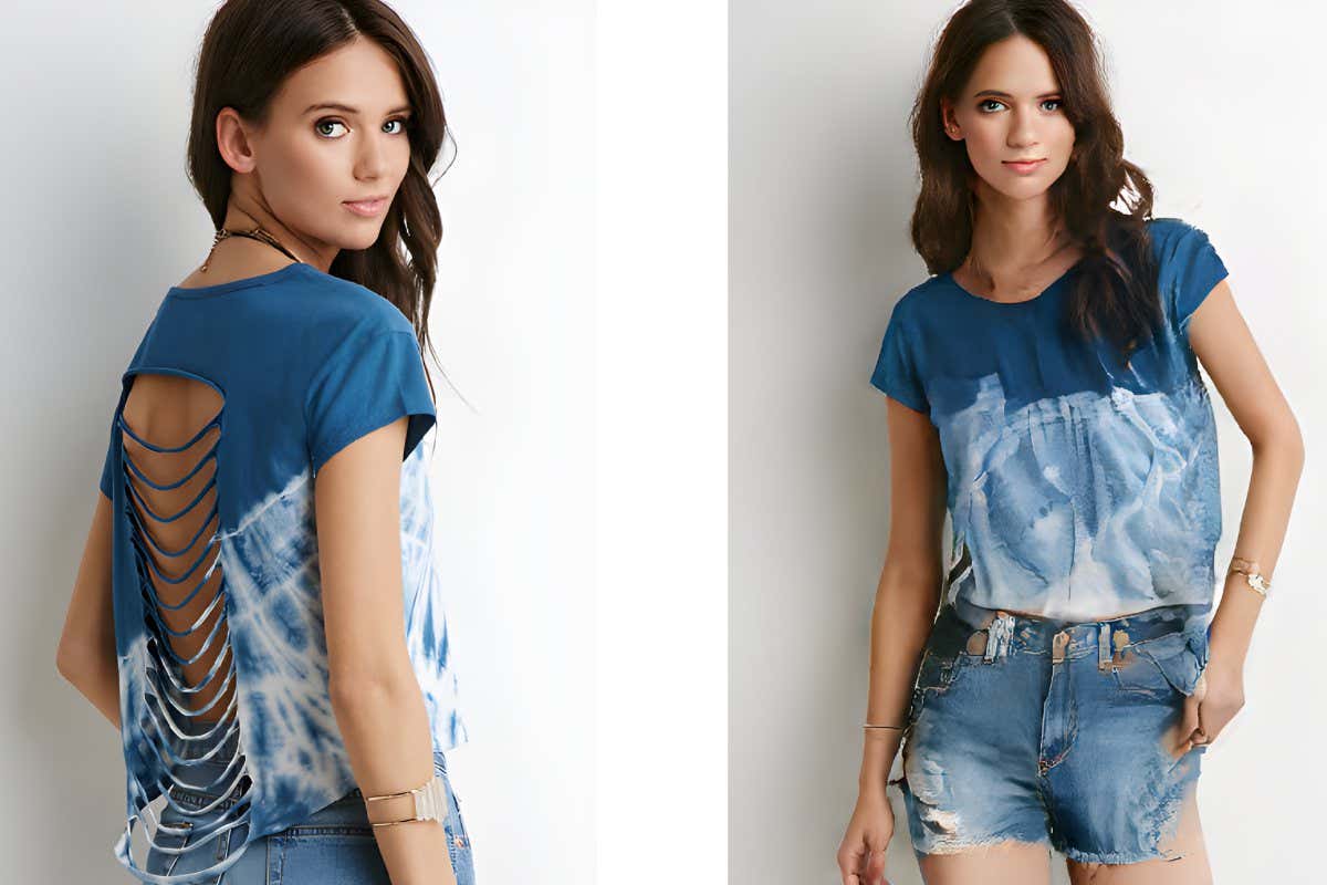 Woman looking over her shoulder and same woman facing camera