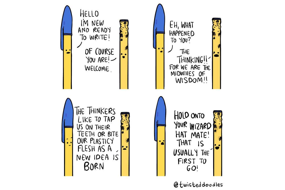 Twisteddoodles: The perilous position of pensive people’s pens