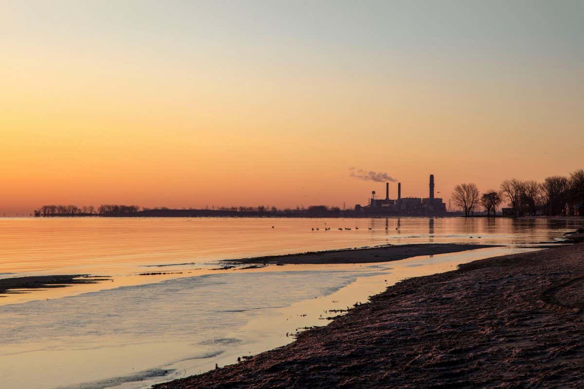 Sunrise over Saginaw bay, Michigan
