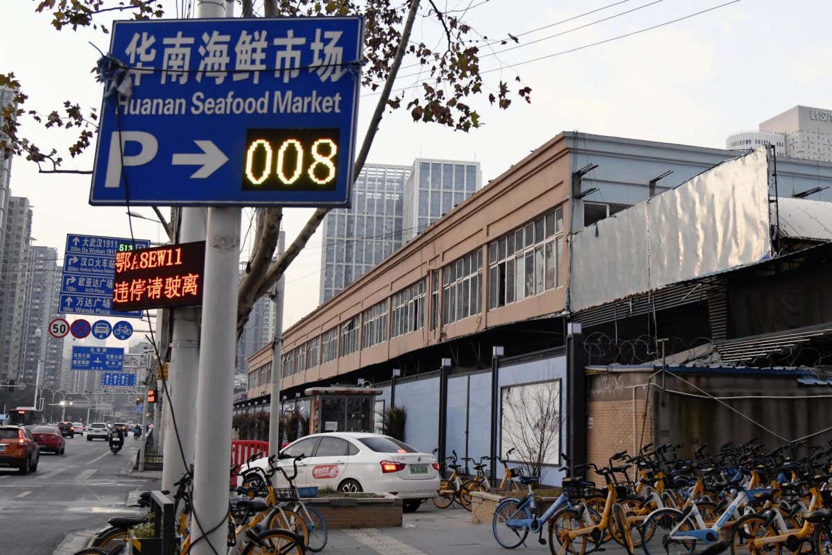 2E2FJMB Photo taken Jan. 14, 2021, shows the Huanan Seafood Market in Wuhan, China, where many people were infected with the novel coronavirus in the early stages of the pandemic. (Kyodo)==Kyodo Photo via Credit: Newscom/Alamy Live News