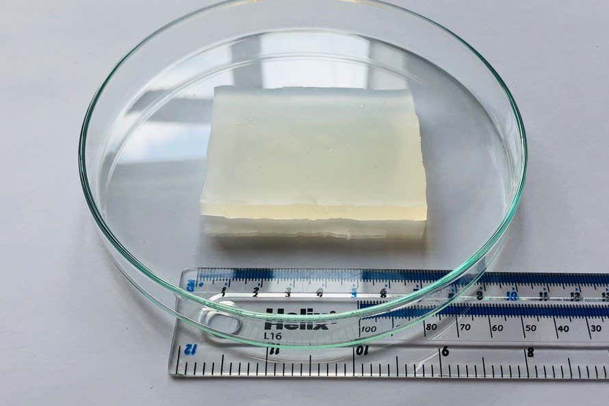 Soft yet strong gel keeps its shape after being run over by a car