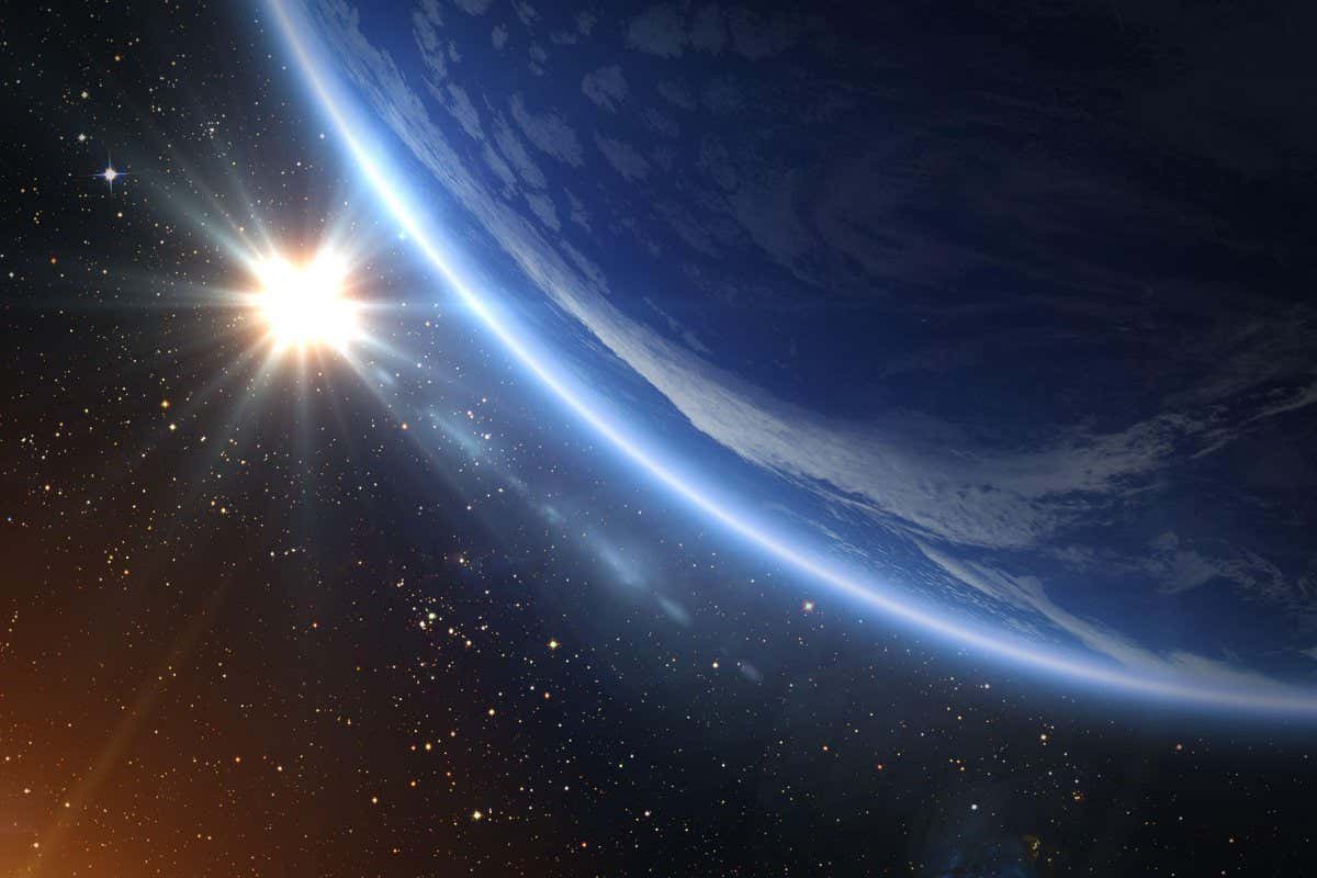 Planet Earth and Sun. Elements of this image furnished by NASA.