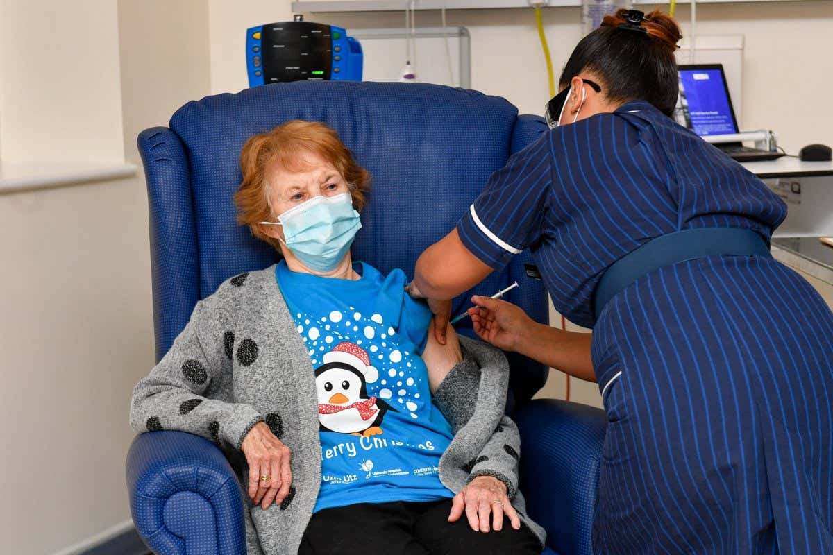 Margaret Keenan was vaccinated at University Hospital, Coventry, on 8 December, 2020