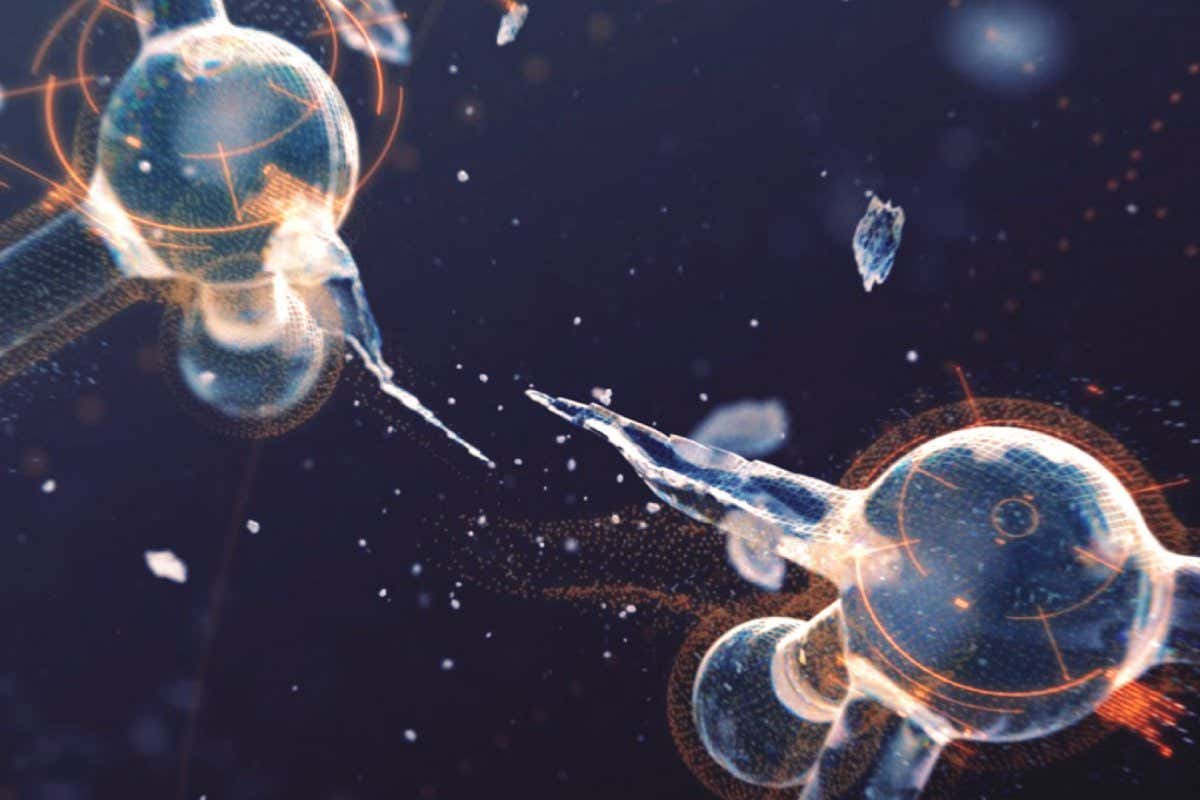 An artistic representation of electrons