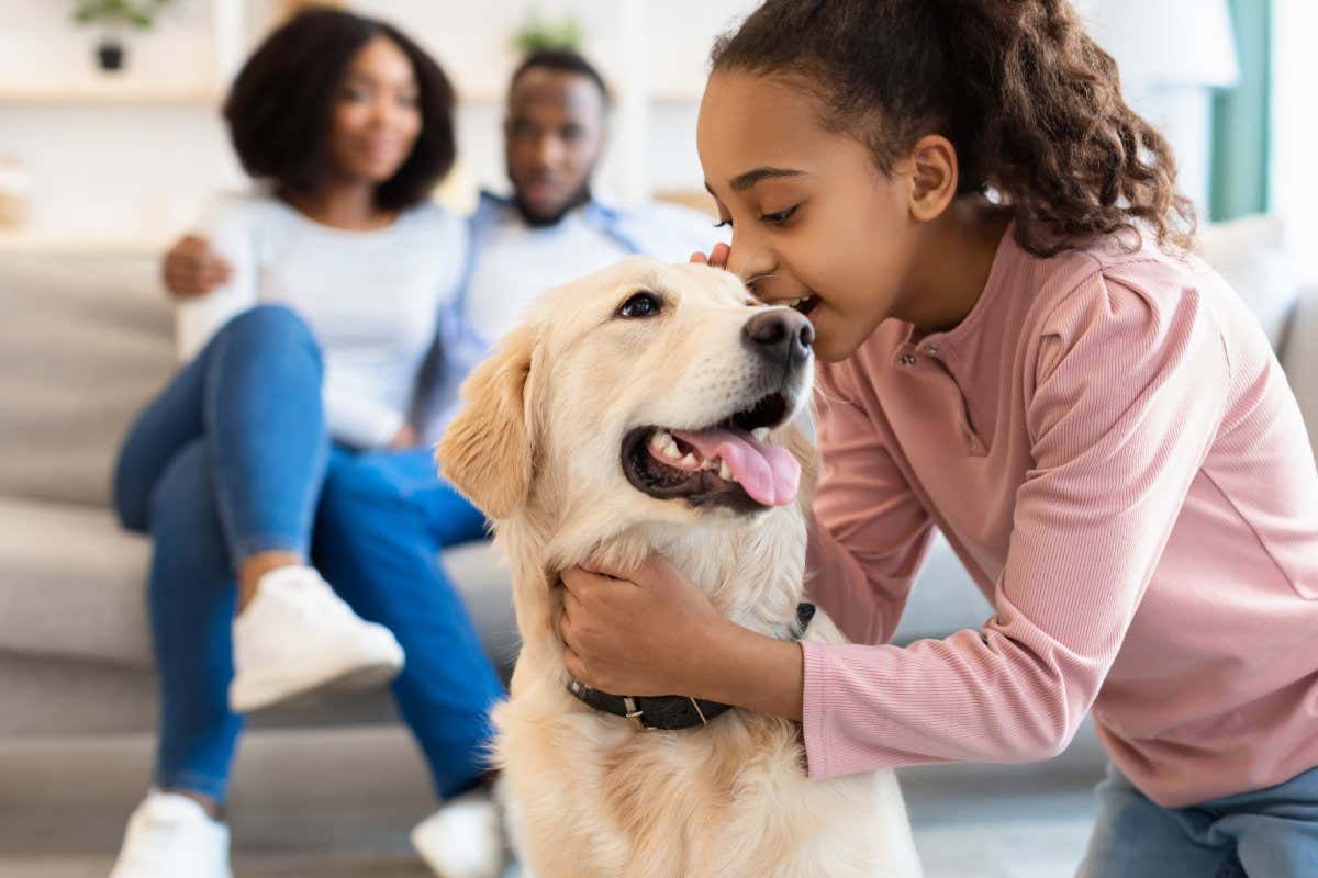 Girl and pet dog