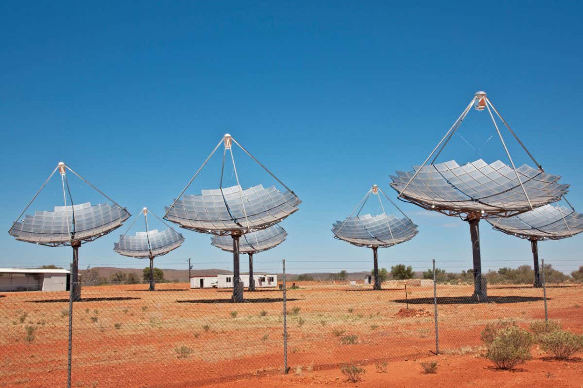 Australia, Northern Territory. Solar reflectors which give power for the people of Hermannasburg in Northern Territory.