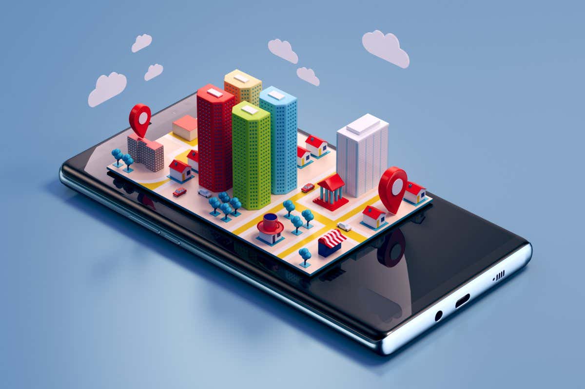 graphic of smartphone and buildings