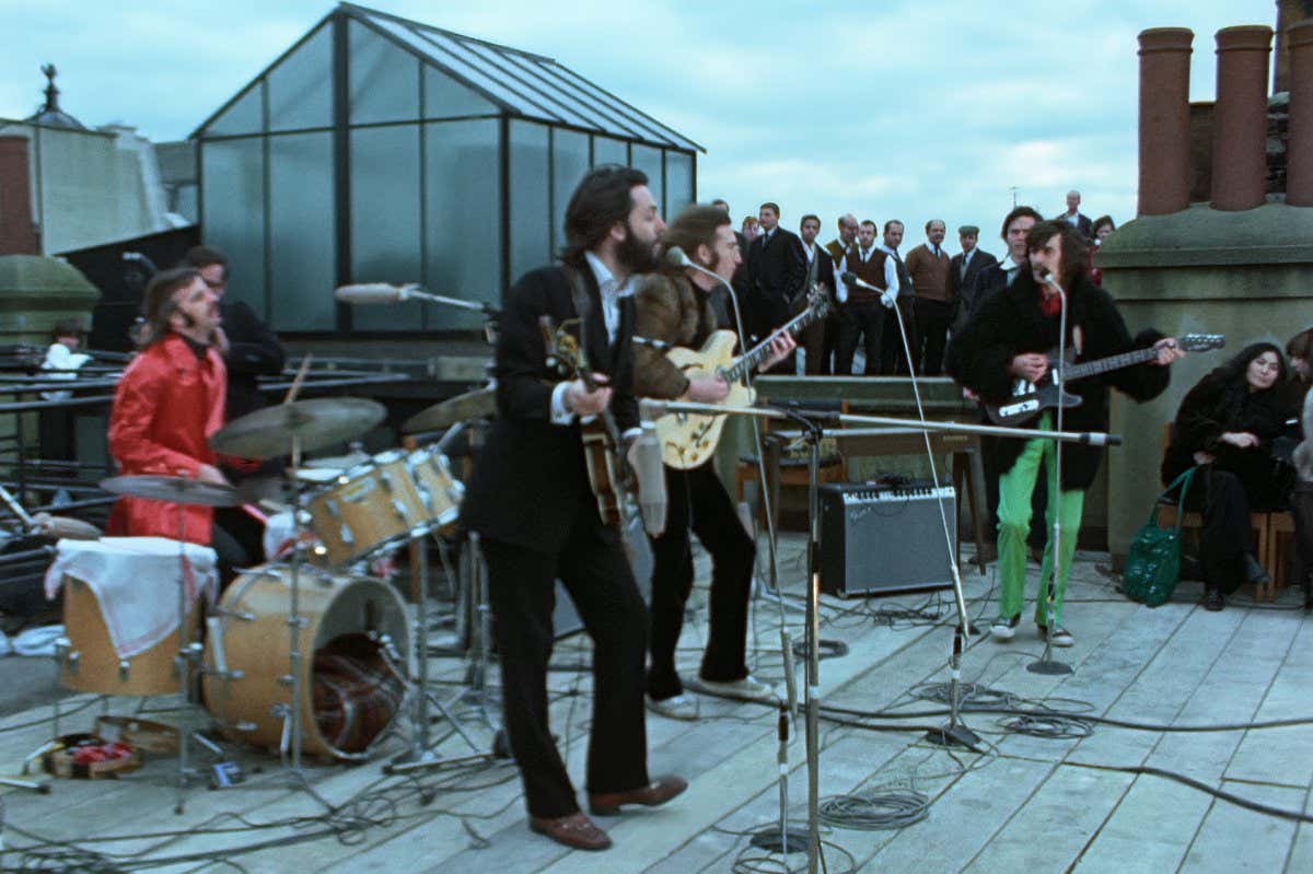 Ringo, Paul, John, and George in The Beatles: Get Back