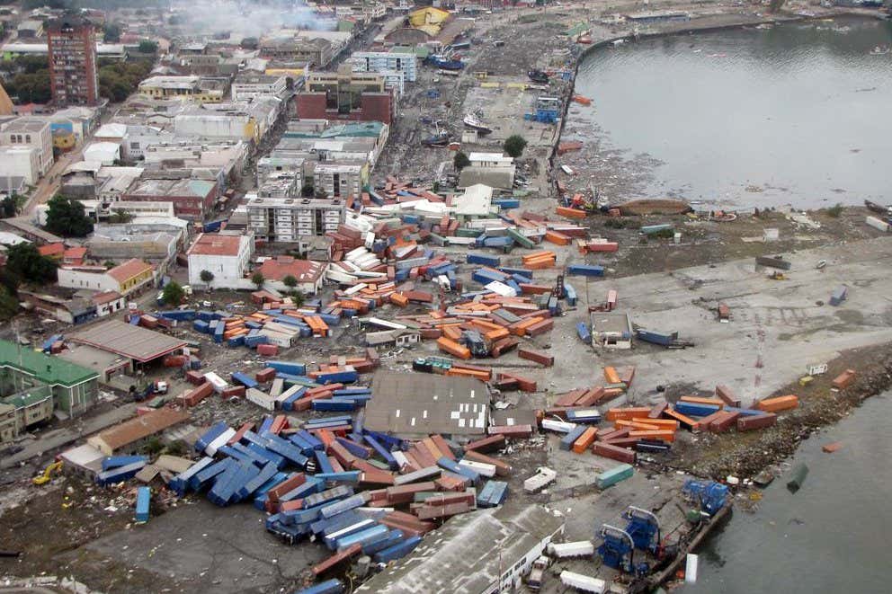 The aftermath of a 2010 tsunami in Chile