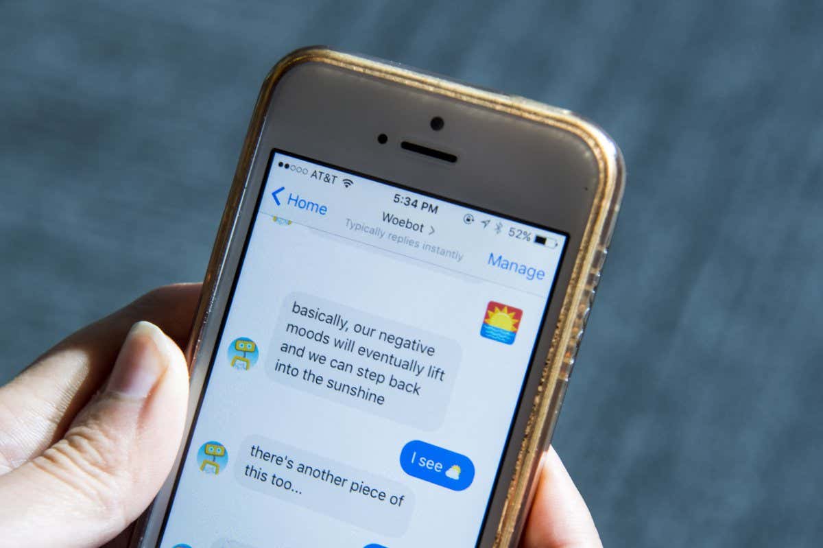 The Woebot Labs Inc. application is demonstrated for a photograph in San Francisco, California, U.S., on Friday, July 7, 2017. Woebot Labs develops health care software which offers a platform that makes therapy accessible and stigma-free for patient suffering from anxiety, depression, and mental health issues. Photographer: David Paul Morris/Bloomberg via Getty Images