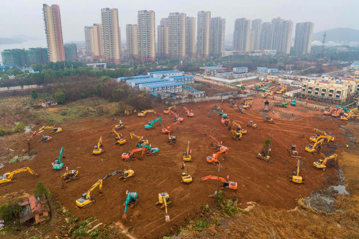 A new hospital was rapidly built in Wuhan, China, in early 2020
