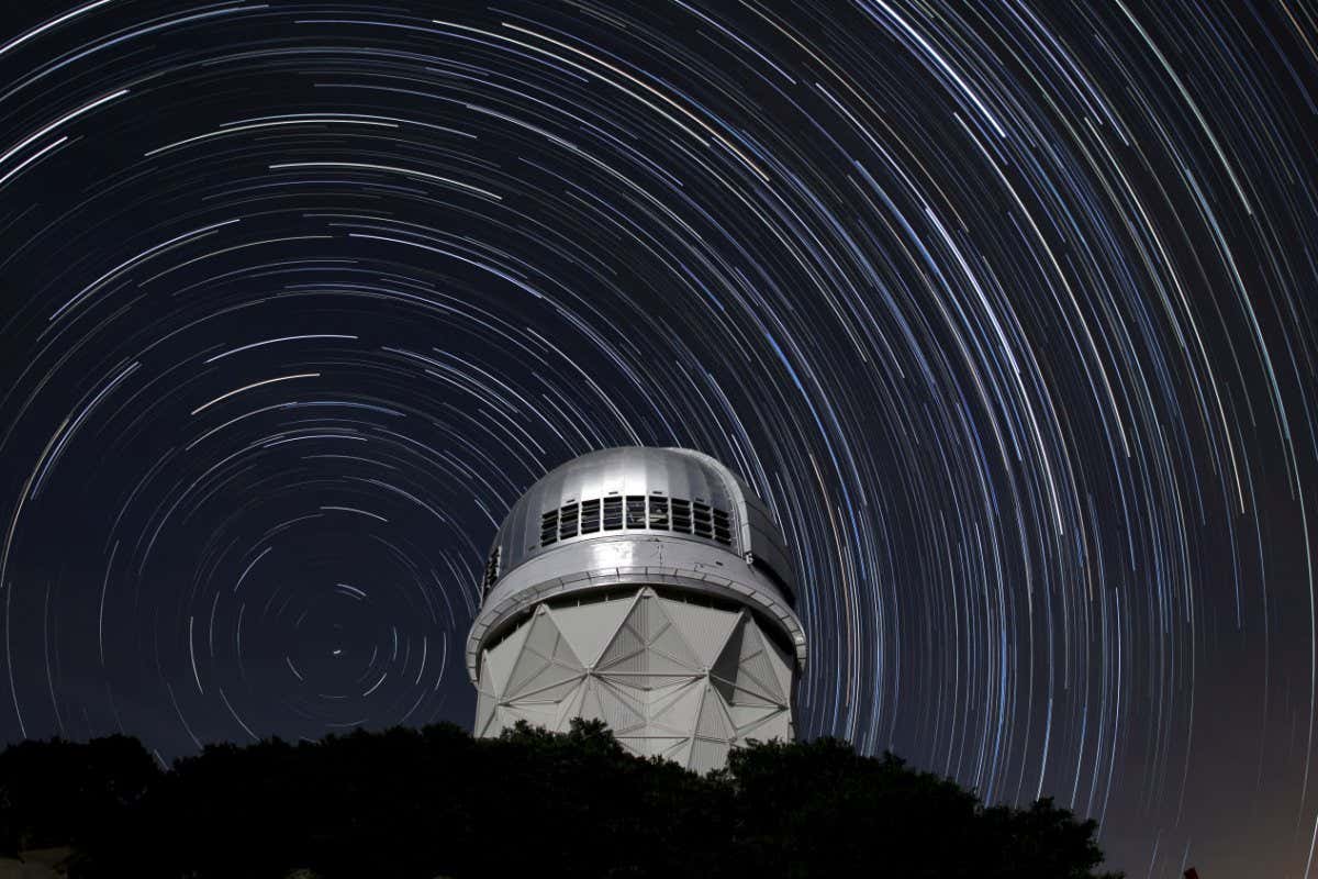 Star trails over the Nicholas U. Mayall 4-meter Telescope on Kitt Peak National Observatory near Tucson, AZ.??