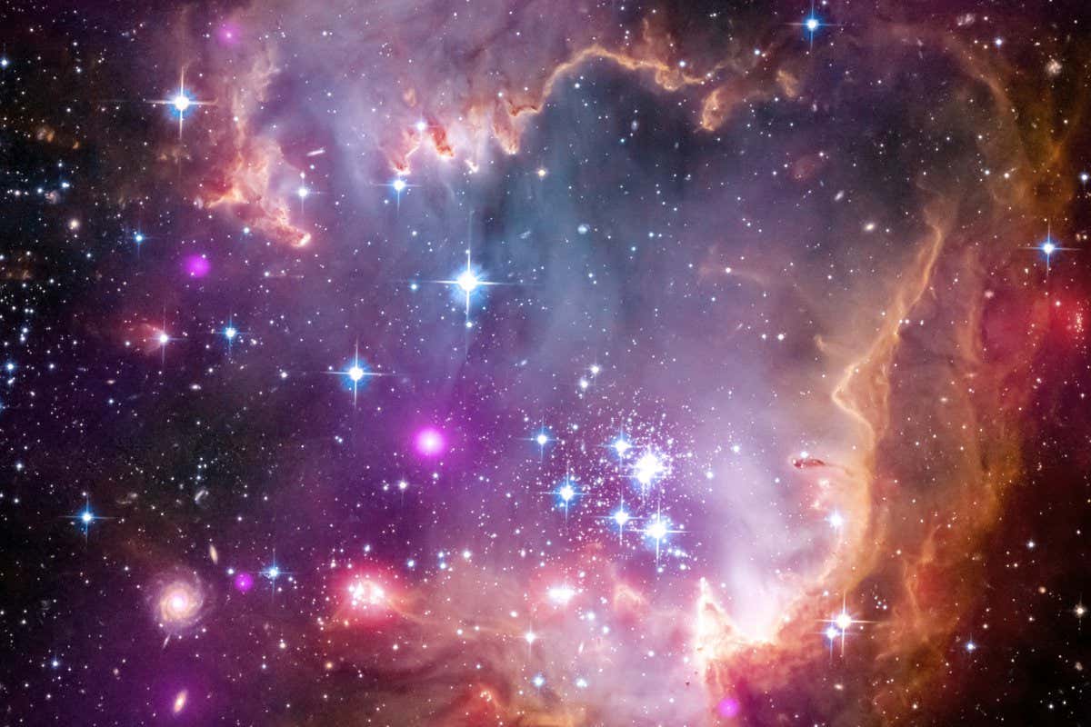 New Chandra observations have been used to make the first detection of X-ray emission from young stars with masses similar to our Sun outside our Milky Way galaxy. The Chandra observations of these low-mass stars were made of the region known as the 
