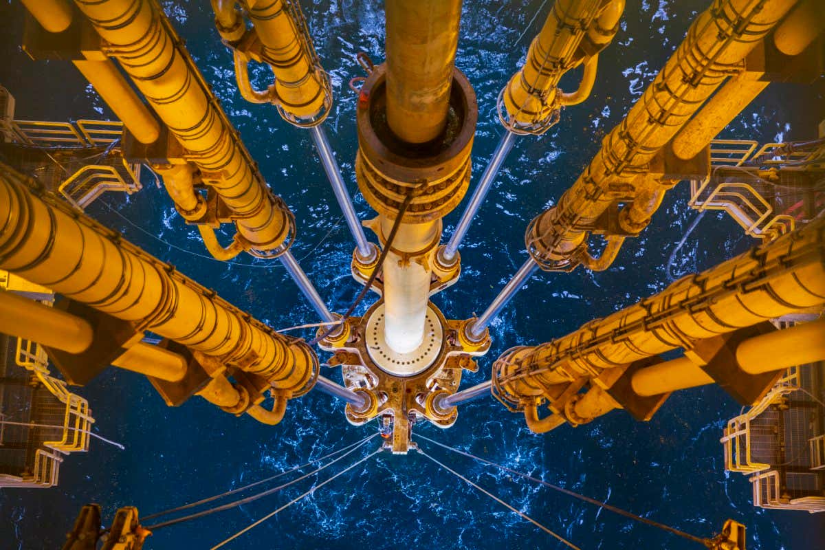 A drilling rigs in the north sea seen from the inside