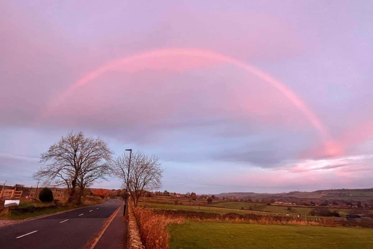 What caused this red-only rainbow?