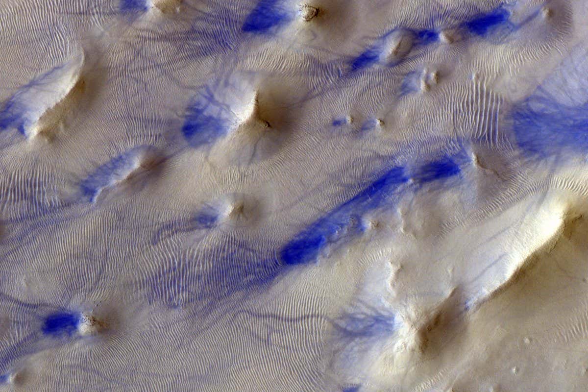 Dust devils' subtle trails across Mars revealed in bold blue