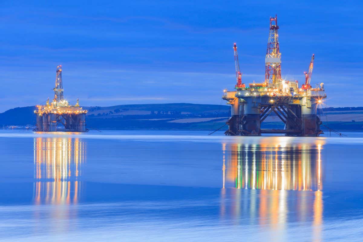 Semi Submersible Oil Rig during Sunrise at Cromarty Firth in Invergordon, Scotland; Shutterstock ID 508922713; purchase_order: -; job: -; client: -; other: -