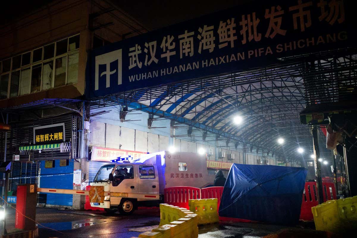 Huanan Seafood Wholesale Market in Wuhan, China, in January 2020