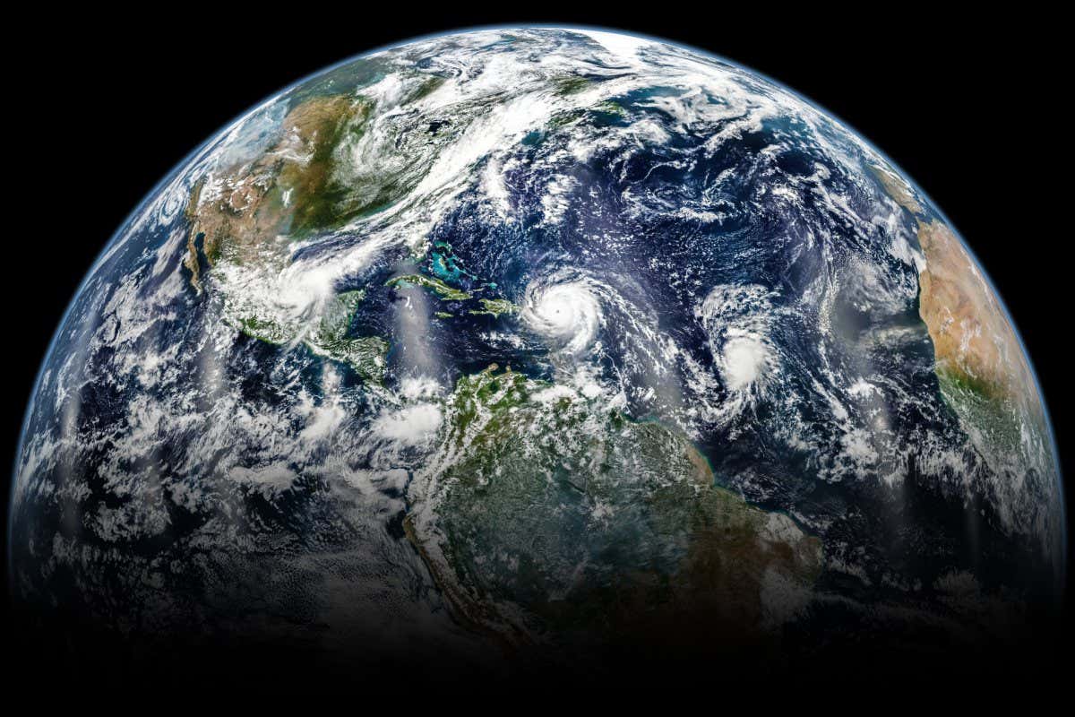 In September 2017, the Atlantic Ocean was brewing with several large hurricanes. This view of the hurricanes, and our home planet, was created by assembling images acquired throughout Sept. 6, 2017 by the Visible Infrared Imaging Radiometer Suite (VIIRS) instrument on the joint NASA/NOAA Suomi-NPP.