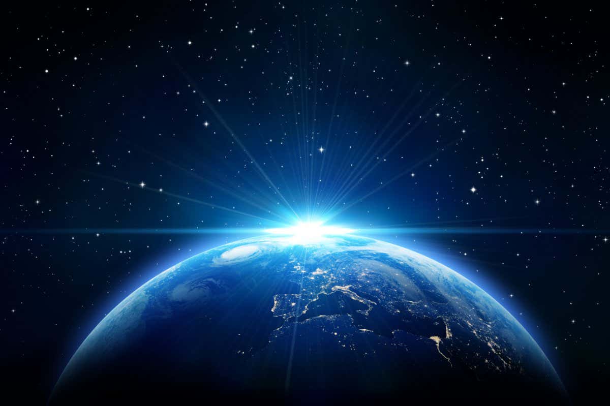 blue sunrise, view of earth from space; Shutterstock ID 154320125; purchase_order: -; job: -; client: -; other: -