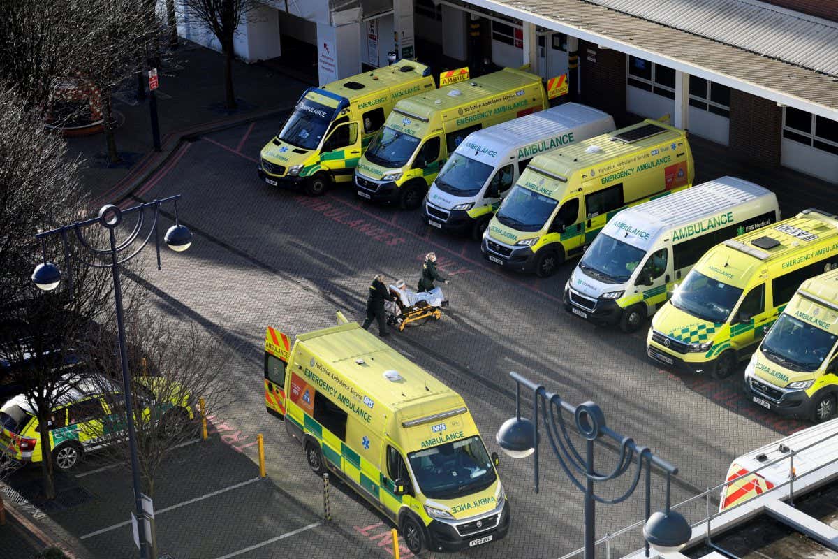 Ambulances outside Leeds General Infirmary hospital in January 2022