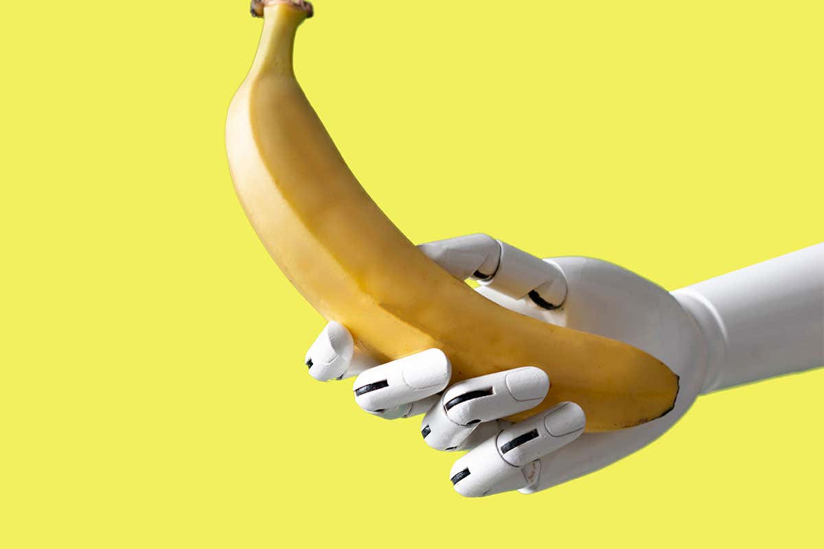 Robot peeling a banana