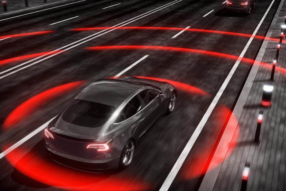 A stock image of a driverless electric car