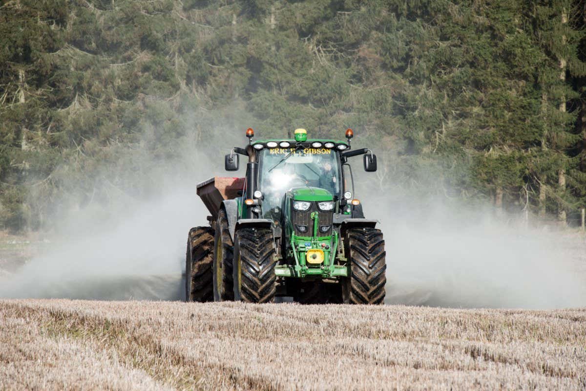 Rock dust and lime spreading on fields