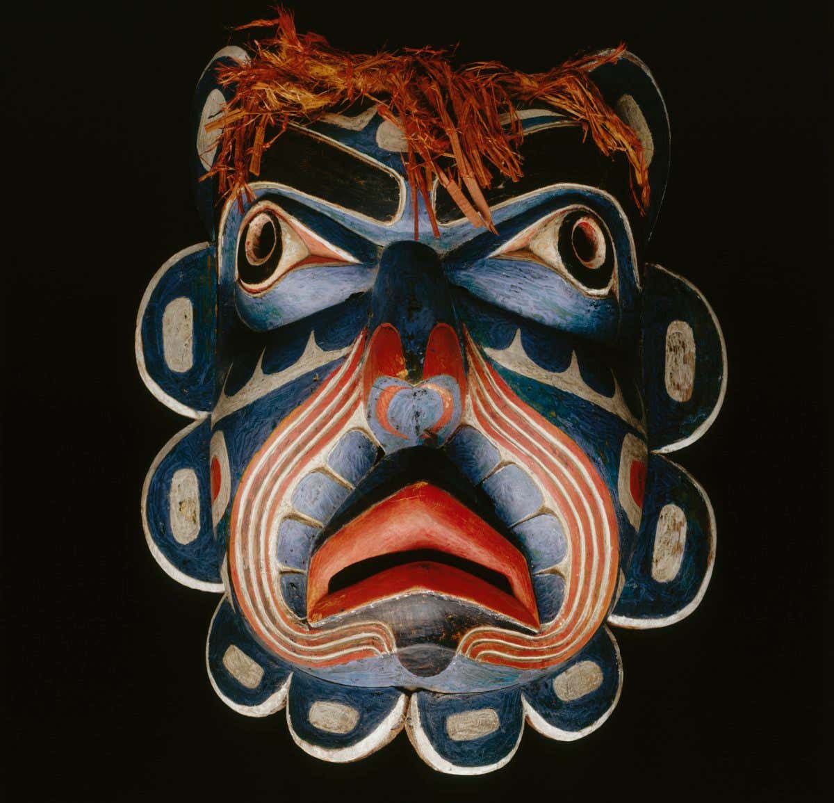 Mask of ?umugwe? (Chief of the Sea), ca. 1880 Native American, Kwakwaka'wakw Alder, red cedar bark, cloth, paint 19 1/4 x 17 x 6 in. (48.9 x 43.18 x 15.24 cm) Gift of John H. Hauberg, 91.1.30