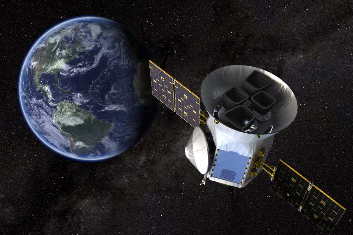 TESS spacecraft in front of Earth and the moon TESS will look at the nearest, brightest stars to find planetary candidates that scientists will observe for years to come. Credits: NASA's Goddard Space Flight Center As the search for life on distant planets heats up, NASA?s Transiting Exoplanet Survey Satellite (TESS) is bringing this hunt closer to home. Launching in 2017-2018, TESS will identify planets orbiting the brightest stars just outside our solar system using what?s known as the transit method. When a planet passes in front of, or transits, its parent star, it blocks some of the star's light. TESS searches for these telltale dips in brightness, which can reveal the planet's presence and provide additional information about it.