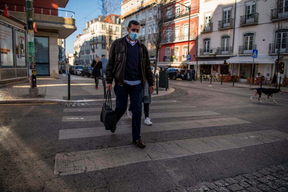 A man wearing protective mask