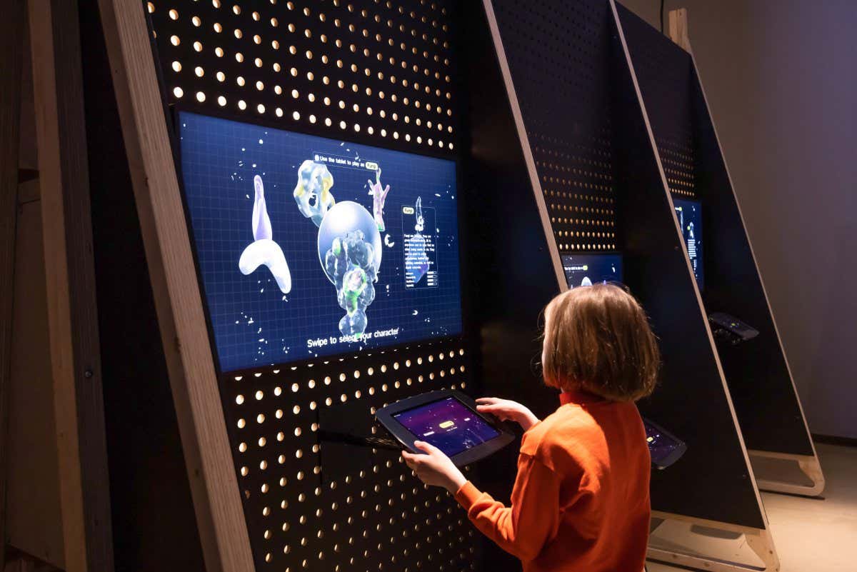 LONDON, ENGLAND - MAY 02: Invited guests during a preview of the 'Our Time On Earth' exhibition at The Curve, Barbican Centre on May 02, 2022 in London, England. The exhibition runs from 5th May 2022 to 29th Aug 2022. (Photo by Tim P. Whitby/Tim P. Whitby/Getty Images for Barbican Centre)
