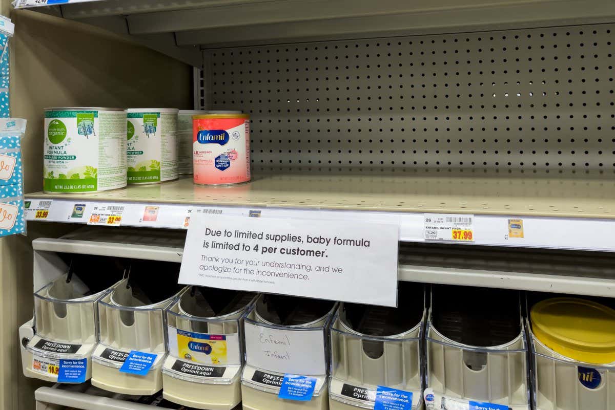 ATHENS, GEORGIA - May 12, 2022 : Infant baby formula product shortage. Empty Similac baby food shelves at an American grocery store supermarket.; Shutterstock ID 2155491293; purchase_order: -; job: -; client: -; other: -