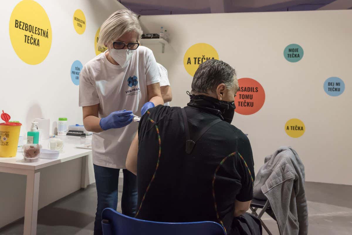 man being vaccinated