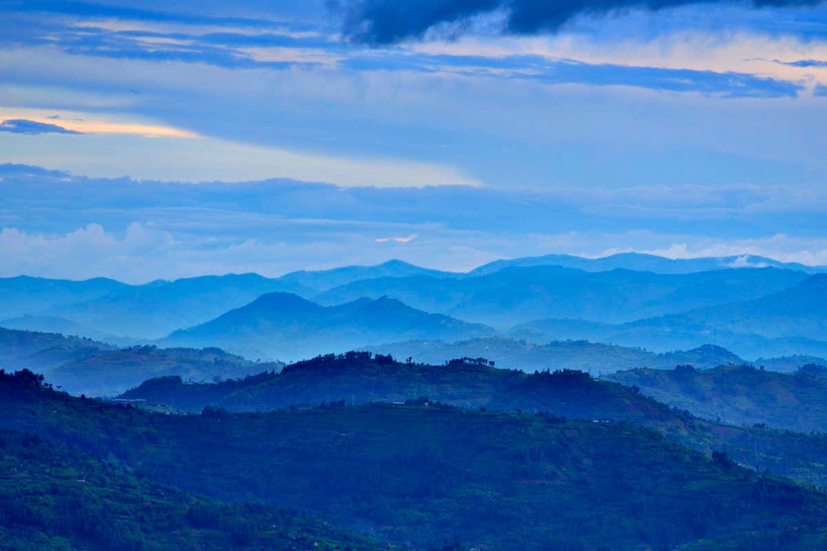 Virunga Volcanoes National Park at dawn. Rwanda, Africa