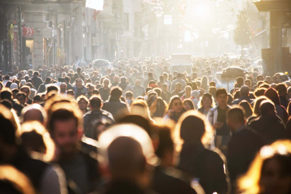 Blurred crowd of unrecognizable at the street; Shutterstock ID 1435893959; purchase_order: -; job: -; client: -; other: -