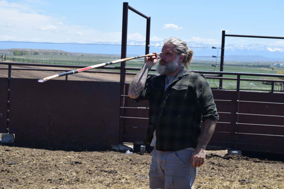 Donny Dust about to test an atlatl