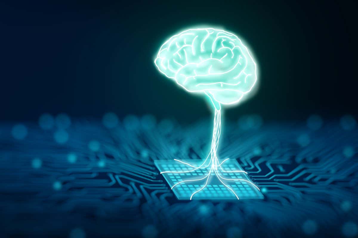 Ai chipset with human brain on computer circuit board. Artificial intelligence, Data mining, and Deep learning modern computer technology. Ai CPU concept. 3D Rendering.; Shutterstock ID 1949704300; purchase_order: -; job: -; client: -; other: -