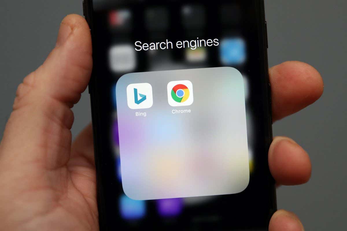 A phone screen showing Bing and Google Chrome apps