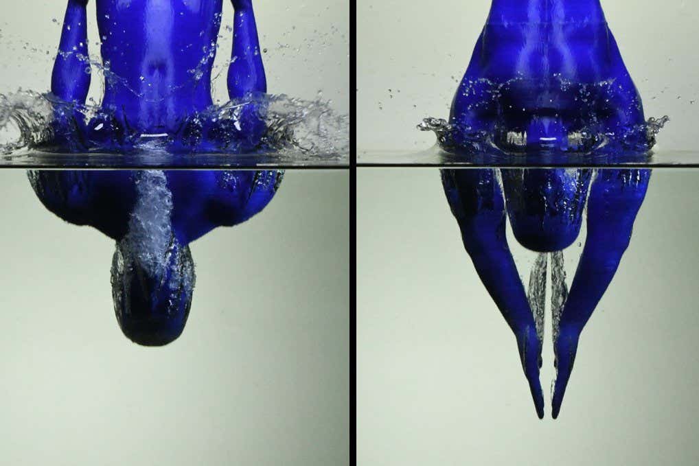 A 3d-printed model enters the water