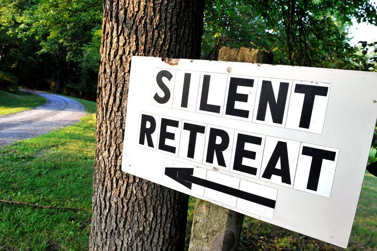 GERMANTOWN, MD JULY 15:A sign pointed to the silent retreat lodge and center at the Daysprings Retreat Center on July 15, 2010 in Germantown, Md. Montgomery County transportation officials are studying the possibility of building of the Midcounty Highway through the grounds.(Photo by Mark Gail/The Washington Post via Getty Images)